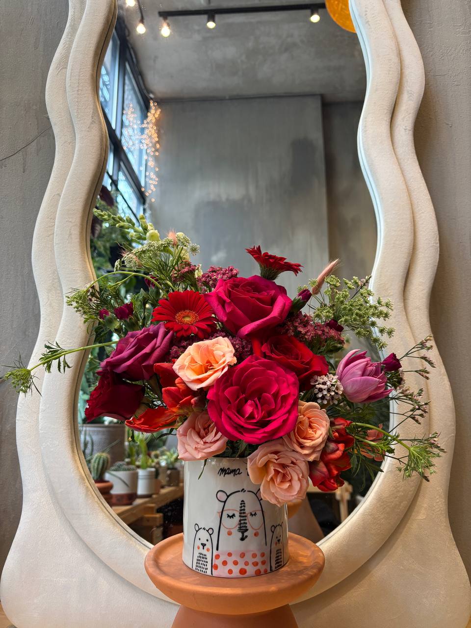 Mama Bear vase flower arrangement