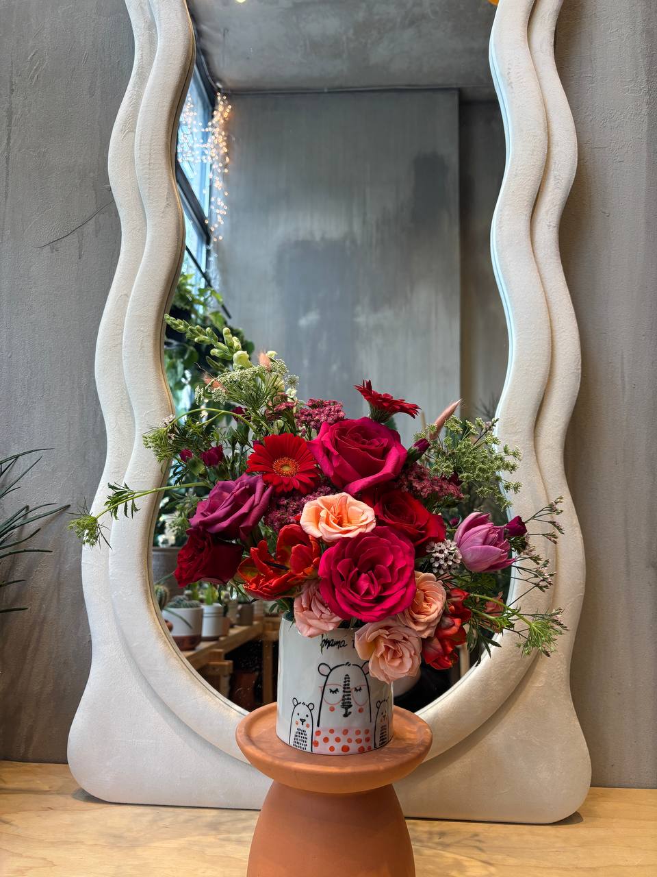 Mama Bear vase flower arrangement