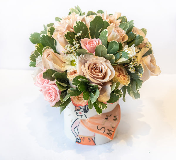 Super mom vase flower arrangement