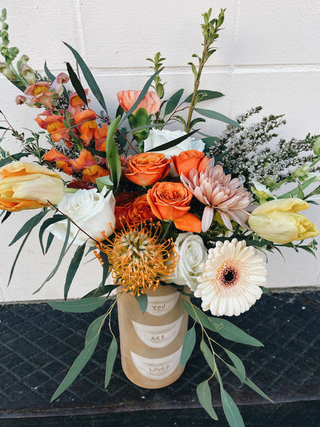 You Are Loved vase Flower Arrangement